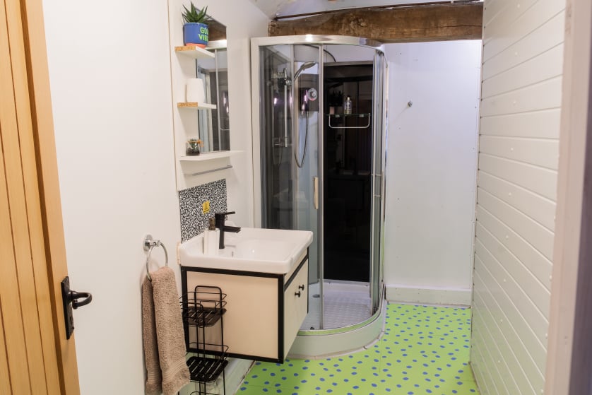 Steam Room with shower and basin
